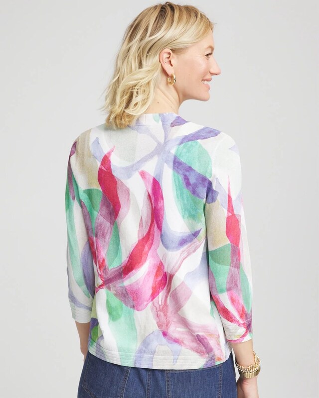 Summer Romance Watercolor Cardigan - image 3